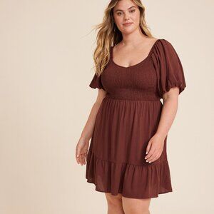 NWT Maurices Sweetheart Bubble Short Sleeve Mini Dress Brown Size 3X